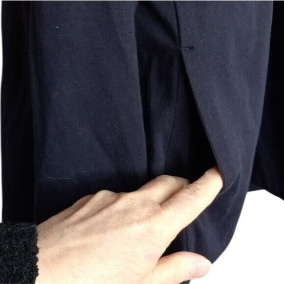 Eileen Fisher Size S Open Front Navy Blue Cardigan Jacket Cotton Lycra Blend - Picture 6 of 9
